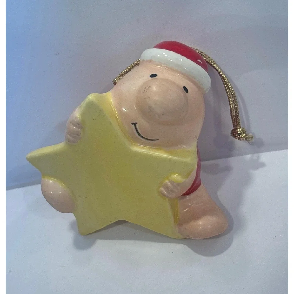 Vintage 1982 Ziggy  American Greetings Santa Star Christmas Ornament Ceramic